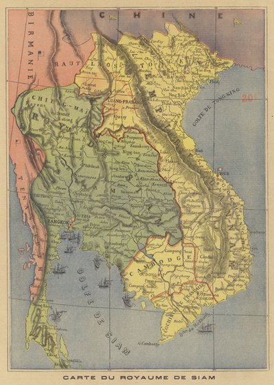 Carte du Royaume de Siam - French School